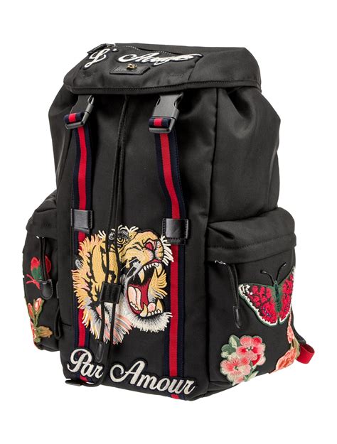 backpack with embroidery gucci|gucci backpack.